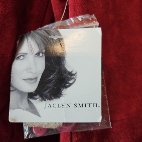 Jaclyn Smith Vintage Leather Jacket Red Fall Winter Blazer Shacket Size Large - Picture 15 of 15